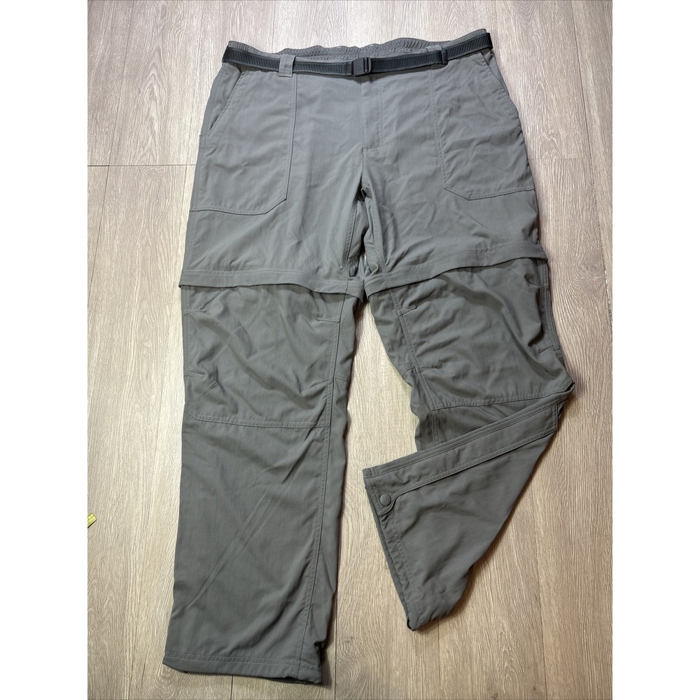 LL Bean Convertible Hiking Pants Men's‎ XXL 2XL Gray Belted Camping Trail Active